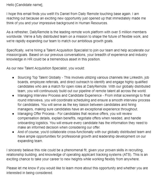 Talent Acquisition Specialist - Best Recruiting Emails
