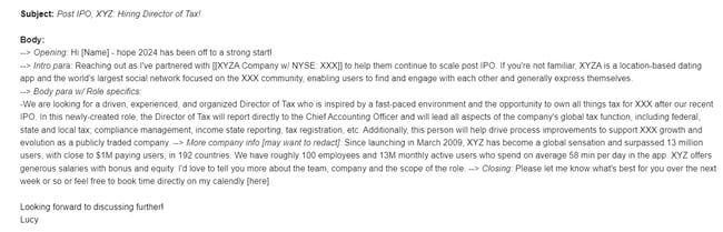 Director of Tax Email - Best Recruiting Emails