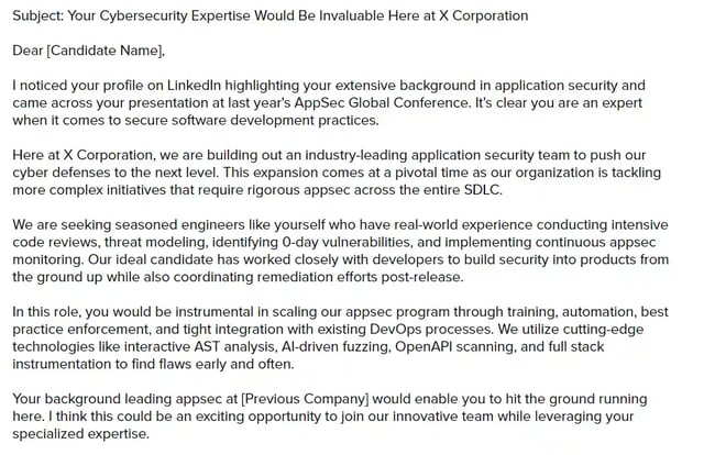 Cybersecurity Position - Best Recruiting Emails