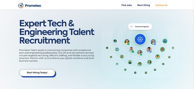 homepage for the recruiting website prometeo