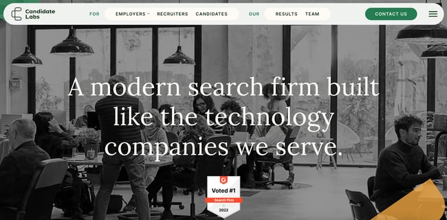 The homepage website design for recruitment firm Candidate Labs.