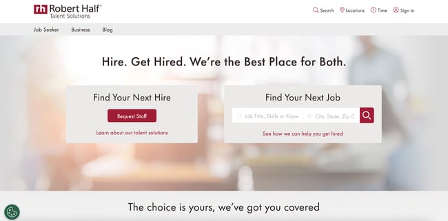 website for the recruitment website robert half
