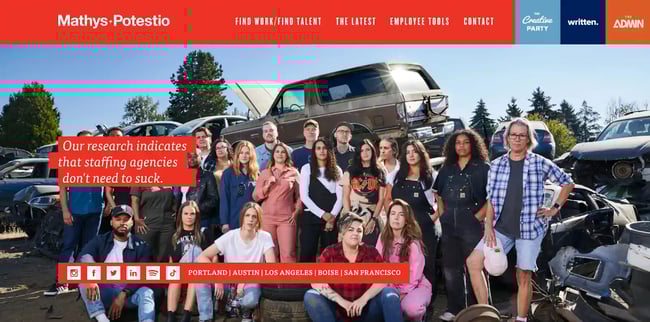 homepage for the recruiting website mathys + potestio
