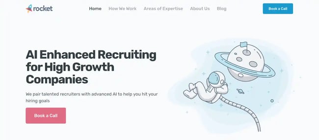homepage for the recruiting website rocket recruiting