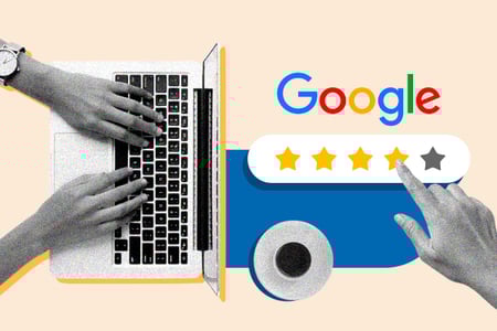 respond google reviews: business owner researching how to respond to google reviews organically