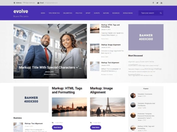 Evolve Bootstrap-based responsive wordpress theme 