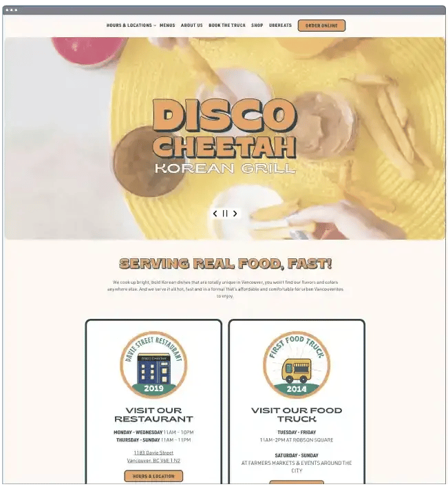 restaurant website templates disco cheetah