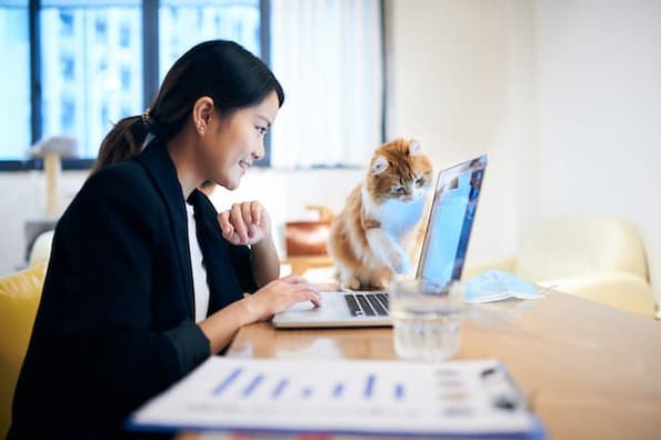 remote salesperson engages with customers