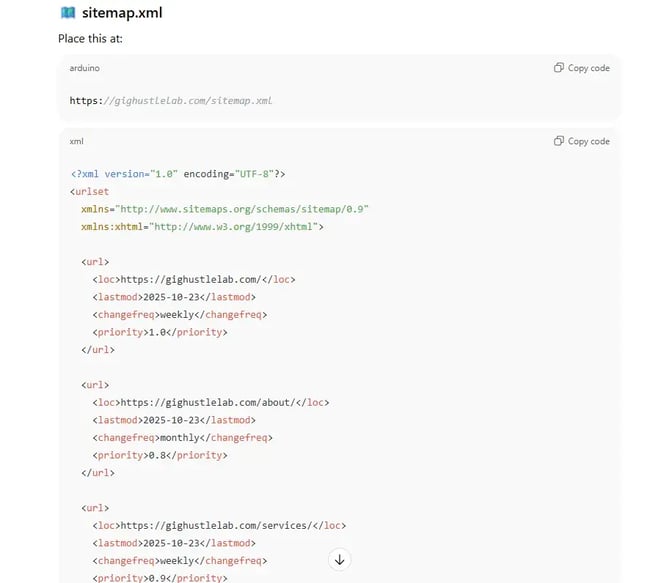 robots.txt and sitemap generation, ai prompts for web developers