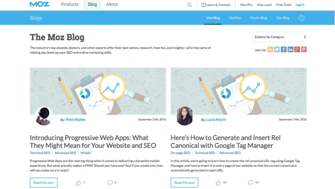 Moz Blog on search engine optimization strategies