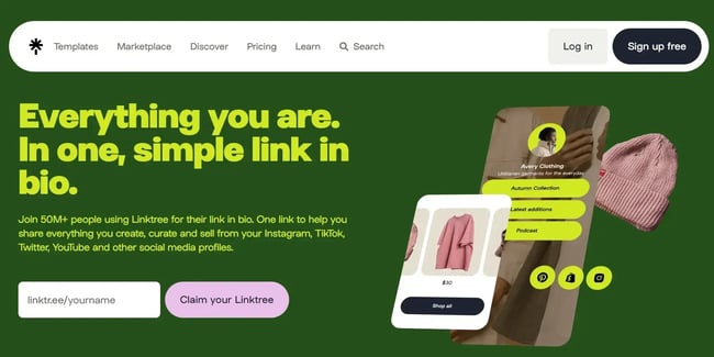 SaaS website design inspiration - Linktree