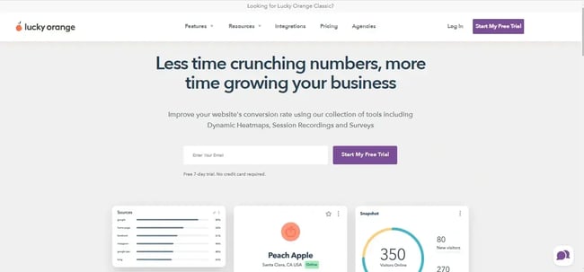 SaaS website design inspiration - Lucky Orange