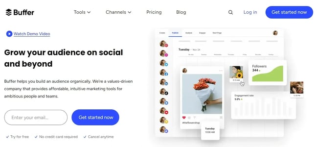 SaaS website design inspiration - Buffer