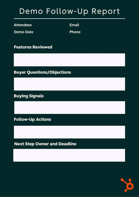 sales call report example for demo follow-up
