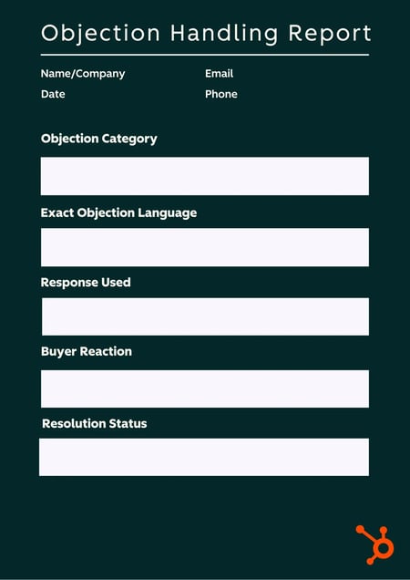 sales call report example for handling objections