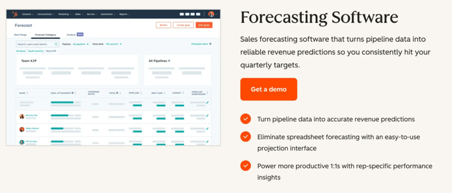 sales forecasting software - hubspot