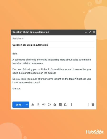 sales prospecting email asking for recommendation