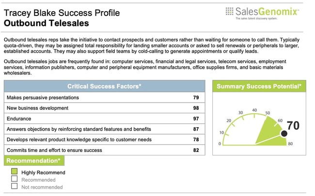 sales skills assessment from salesgenomix