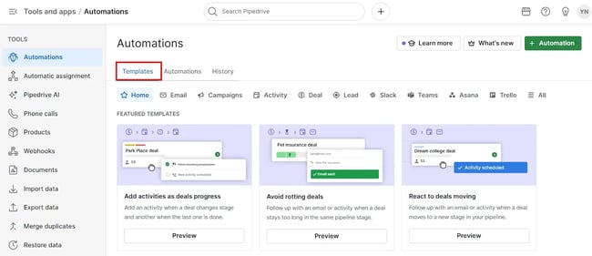 sales workflow automation for small business - Pipedrive