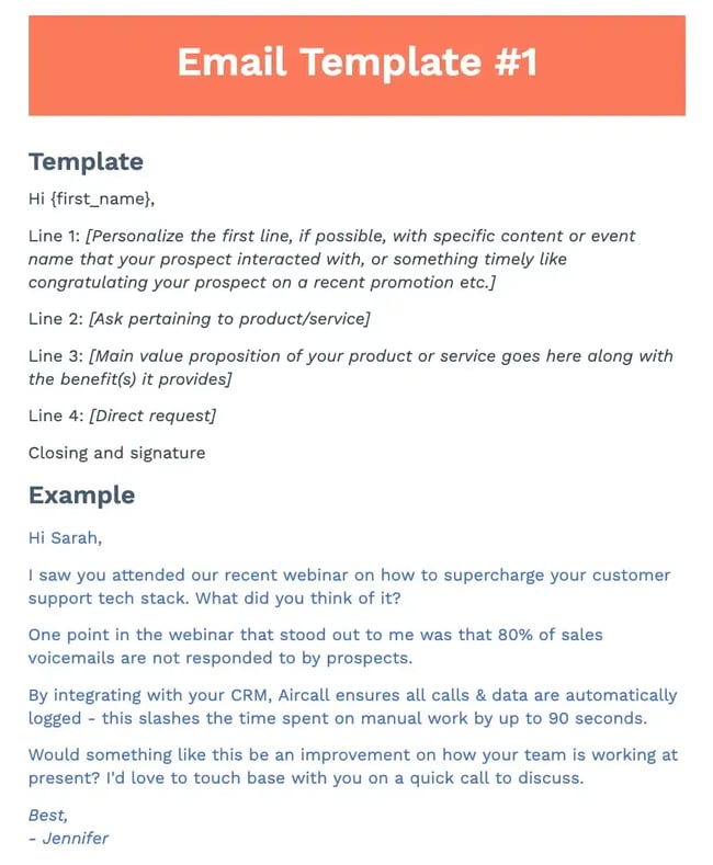51Թ sales email template.