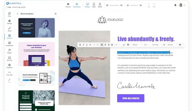 Kartra all-in-one sales funnel and marketing automation platform