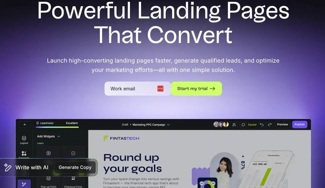 Leadpages drag-and-drop sales funnel software landing page builder