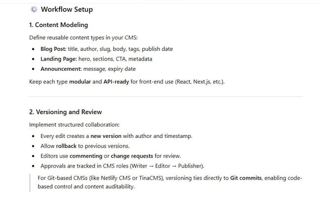 scalable content workflow, ai prompts for web developers