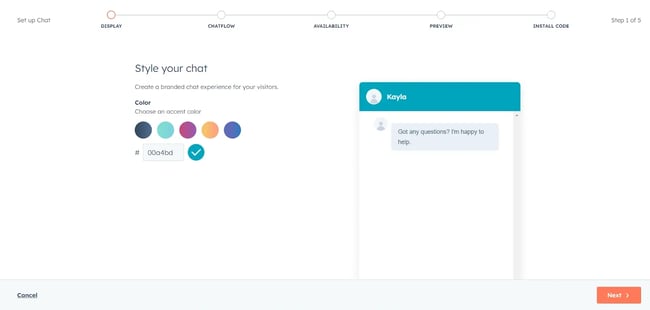 HubSpot Service Hub® chatbot builder screenshot