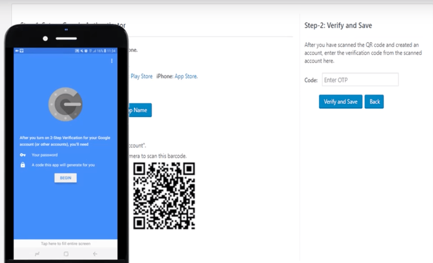 scan QR code how to add two factor authentication in WordPress