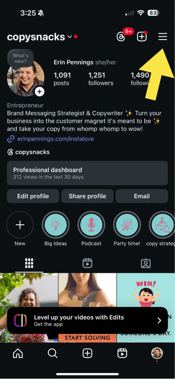 screenshot for instagram insights
