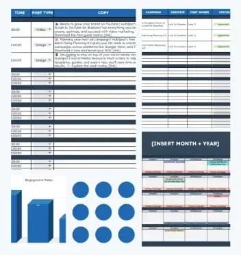 screenshot of hubspot’s social media content calendar
