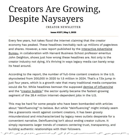 screenshot of the top of a recent passionfruit newsletter