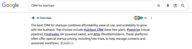 screenshot showing the ai overview for a search query.