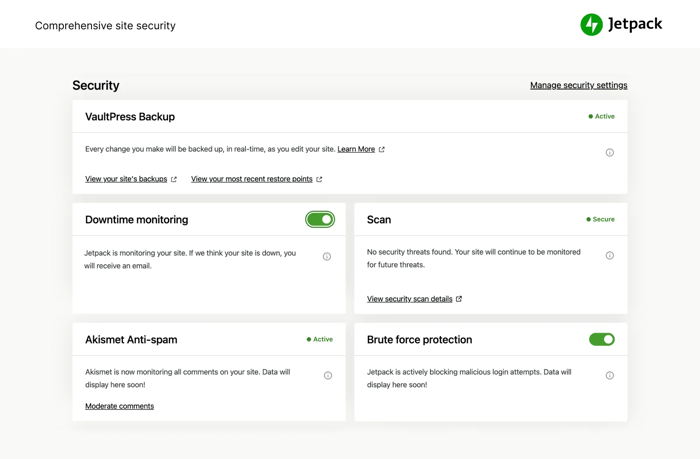 Jetpack security plugin