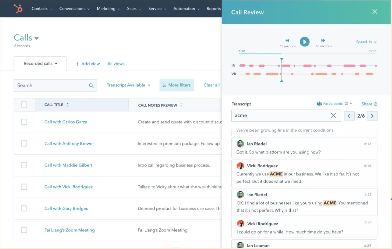 hubspot conversation intelligence, a valuable sales coaching software