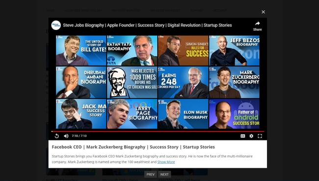 YouTube gallery displayed in popup theme of Automatic YouTube Gallery plugin 