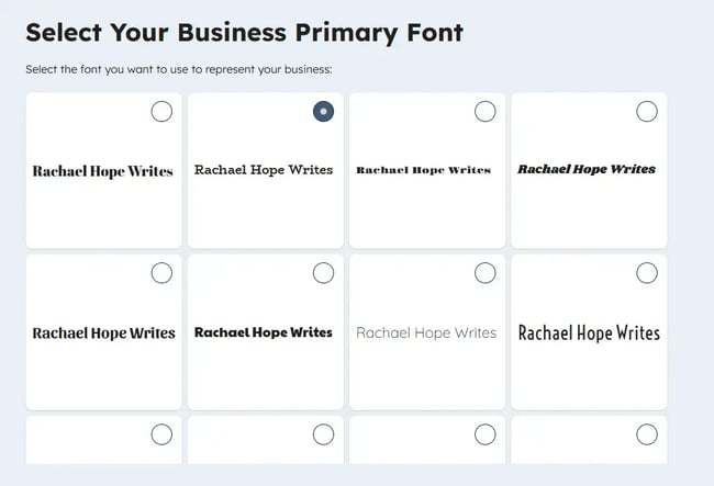 selecting a primary font in hubspot’s logo maker