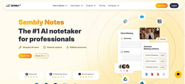 sembly landing page, ai tools for b2b marketing