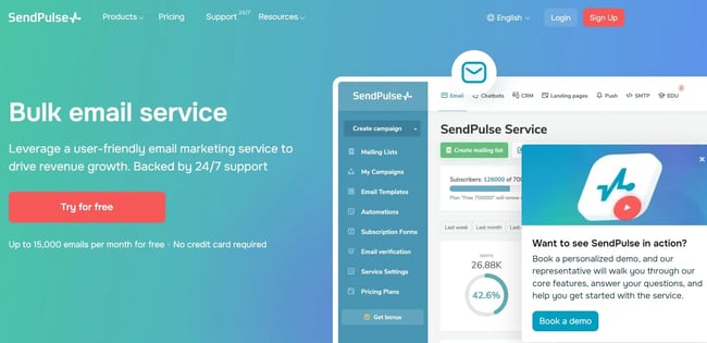 mass emailing service, Sendpulses bulk email marketing tool