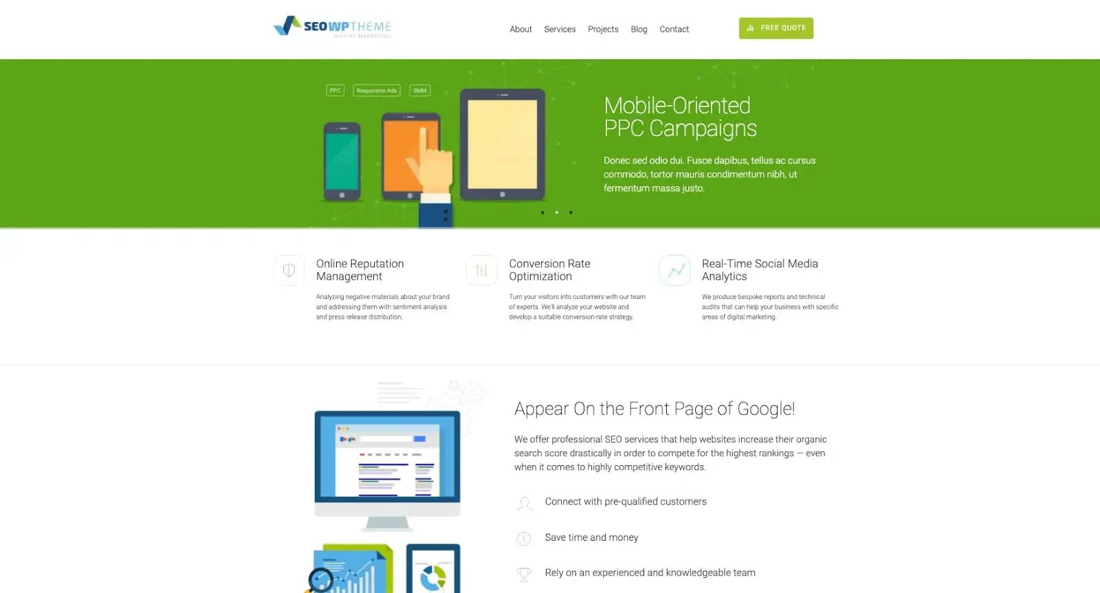 demo of an seo optimized wordpress theme: seowp