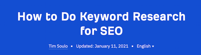 Page title SEO example: Ahrefs, How to Do Keyword Research for SEO