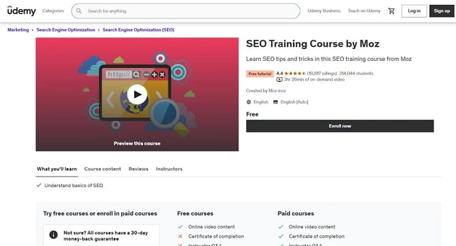  Image of Mozs SEO training course