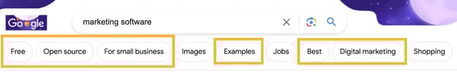 Look at Google’s suggested searches and filters