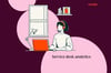 illustration of a person using a laptop with service desk analytics overlay