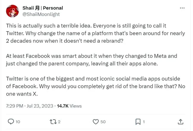 Users comment about rebranding