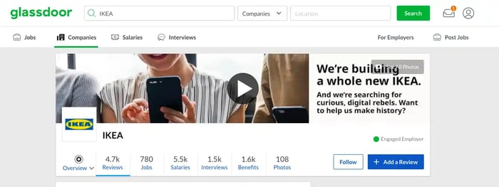 Glassdoor customer testimonial