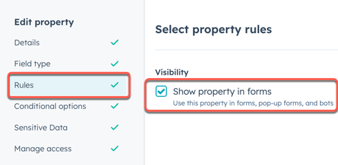 show property in forms