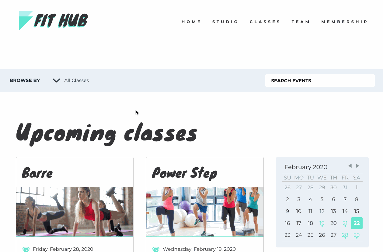 An example gym registration.