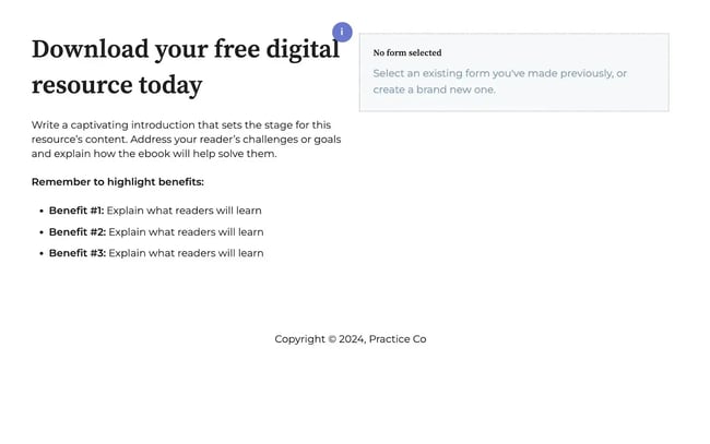 simple conversion landing page template, hubspot