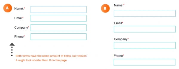 Short form on a landing page.